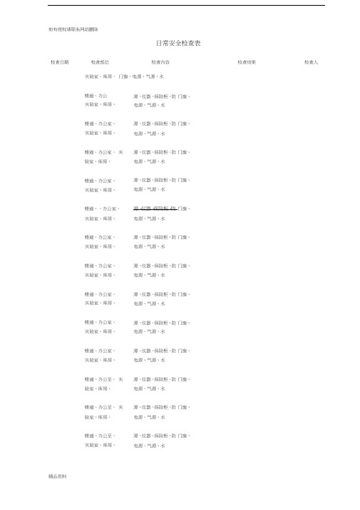 实验室安全检查记录表教学教材