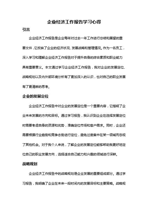 企业经济工作报告学习心得