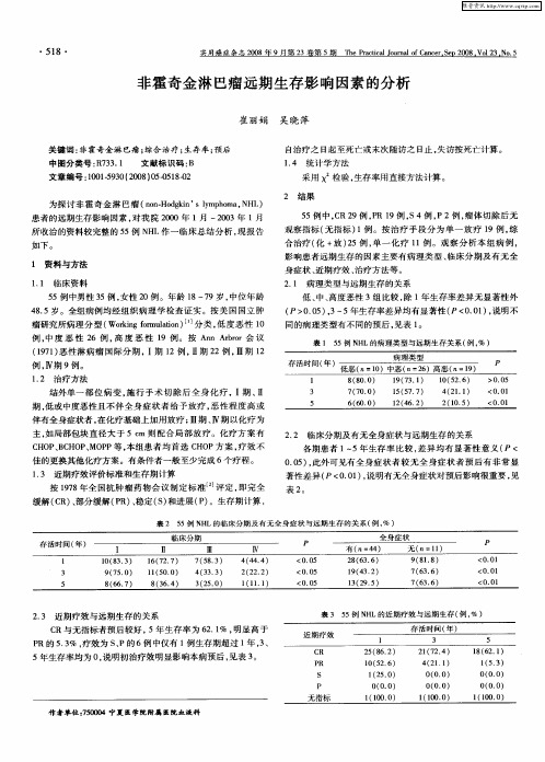 非霍奇金淋巴瘤远期生存影响因素的分析