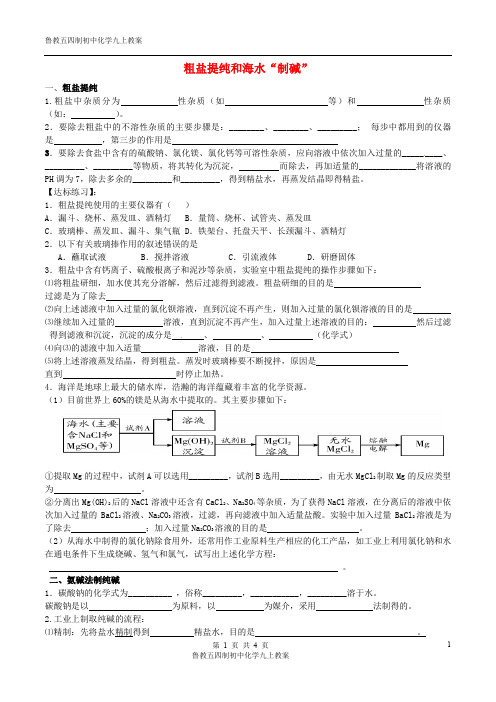 鲁教五四制初中化学九上《9.3 海水“制碱”》word教案 (1)