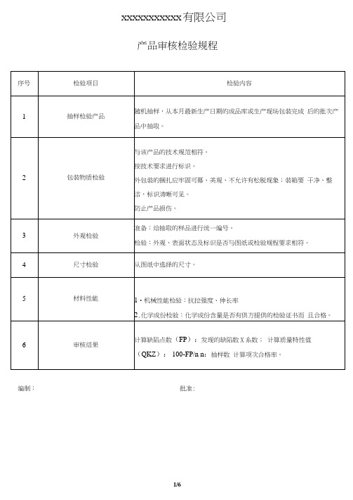 IATF16949产品审核计划及检查表2020