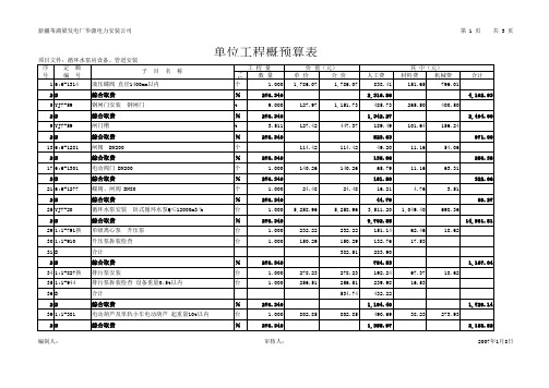 单位工程概预算表