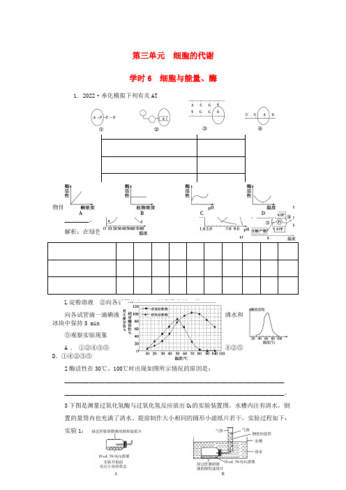 2022届高考生物一轮复习 第三单元 学时6  细胞与能量、酶随堂演练 浙科版必修1