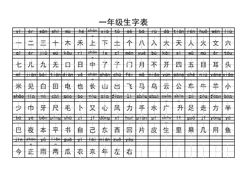 一年级生字表(带拼音)