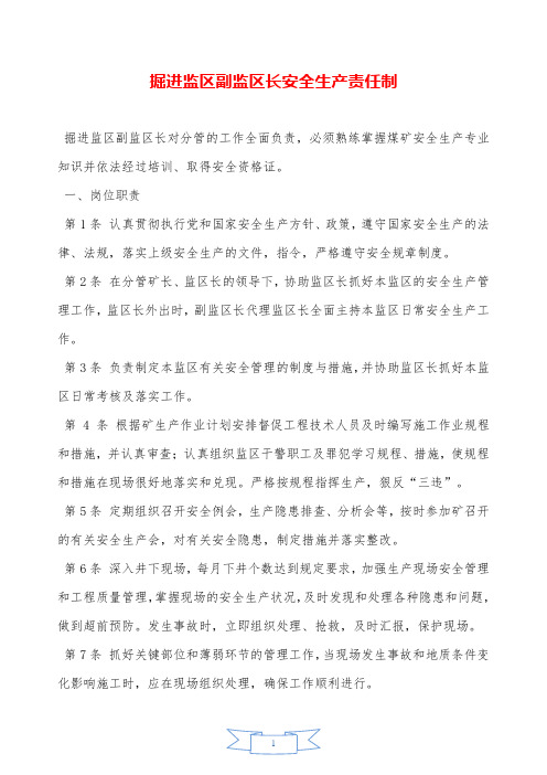 掘进监区副监区长安全生产责任制—【安全资料】.doc