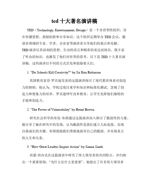 ted十大著名演讲稿