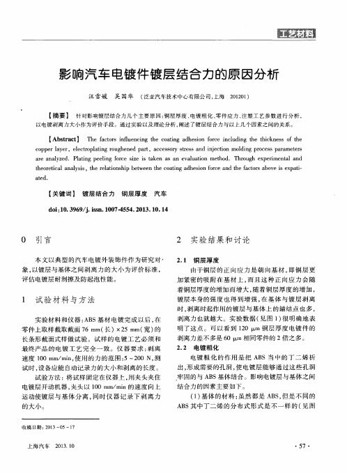 影响汽车电镀件镀层结合力的原因分析