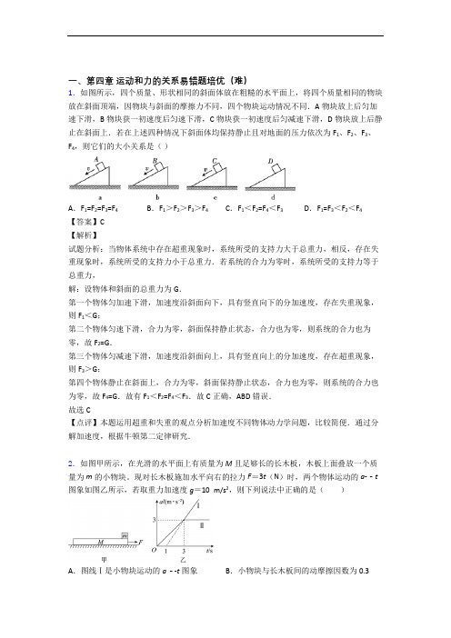 高一物理运动和力的关系综合测试卷(word含答案)(1)