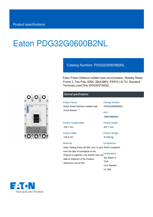 爱斯顿 PDG32G0600B2NL 电源防御模具式电路保护器说明书