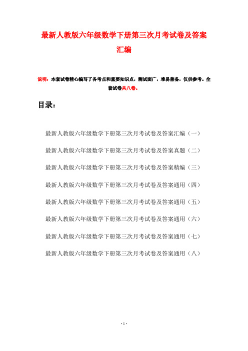 最新人教版六年级数学下册第三次月考试卷及答案汇编(八套)