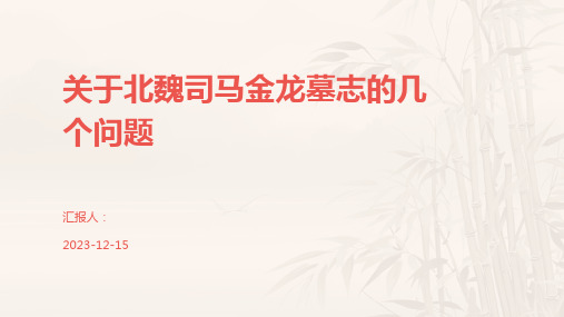 关于北魏司马金龙墓志的几个问题