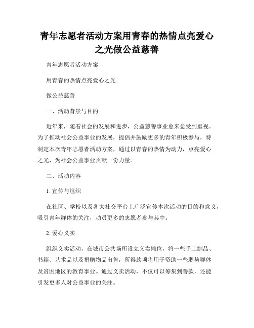 青年志愿者活动方案用青春的热情点亮爱心之光做公益慈善