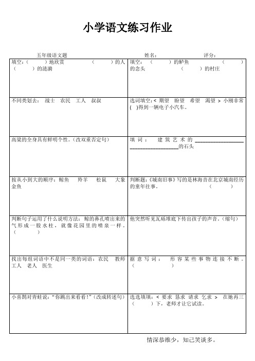 小学五年级语文精题选做IV (42)