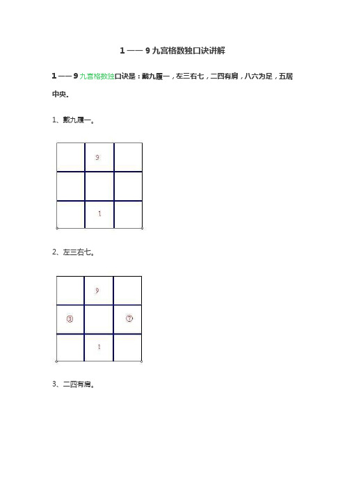 1一一9九宫格数独口诀讲解