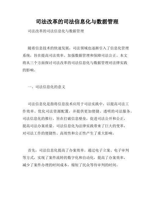  司法改革的司法信息化与数据管理 