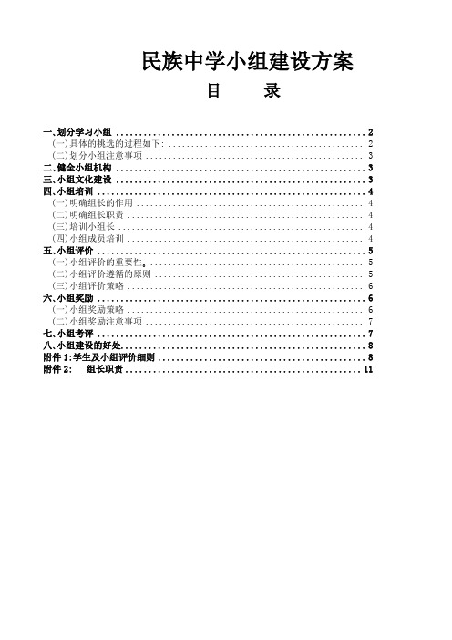 民族中学小组建设方案