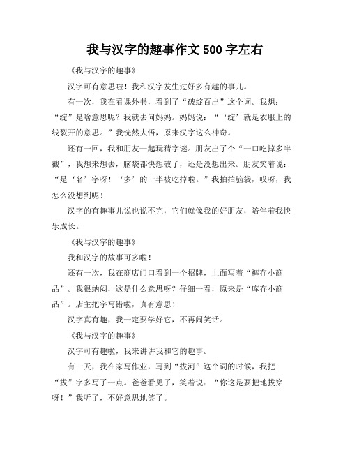 我与汉字的趣事作文500字左右