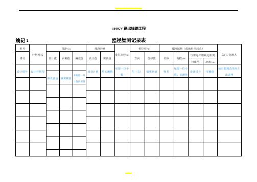 110KV输电线路工程评级记录表