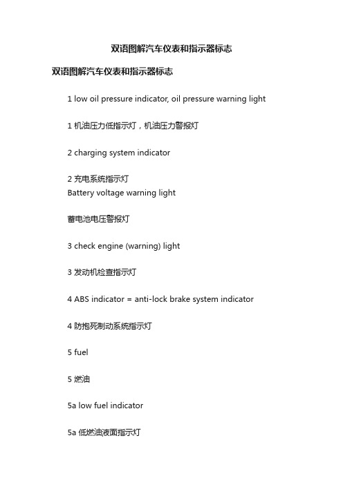 双语图解汽车仪表和指示器标志