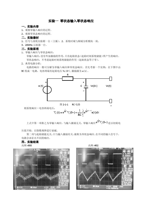 信号与系统实验-实验一 零状态输入零状态响应