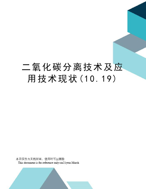 二氧化碳分离技术及应用技术现状(10.19)