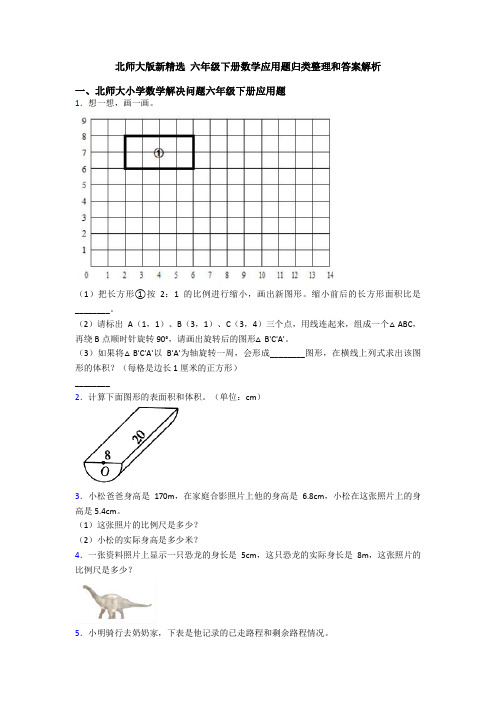 北师大版新精选 六年级下册数学应用题归类整理和答案解析