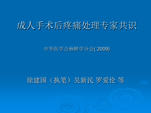 镇痛专家共识