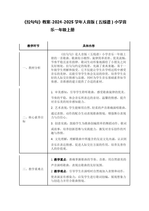 《拉勾勾》教案-2024-2025学年人音版(五线谱)小学音乐一年级上册