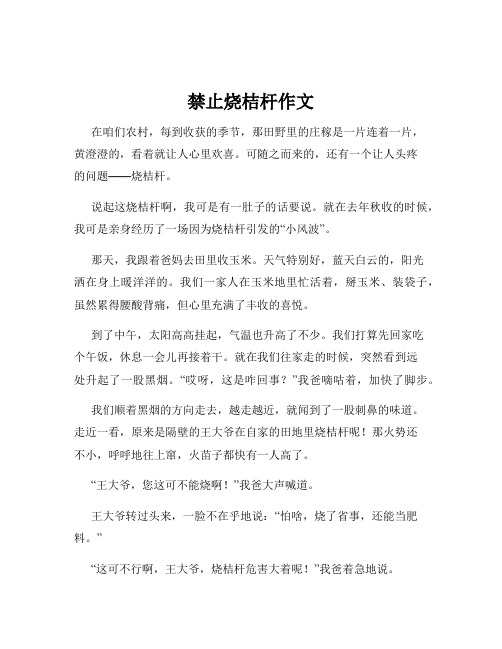 禁止烧桔杆作文