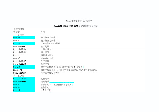 简易常用-Word文档使用技巧方法大全(超全)