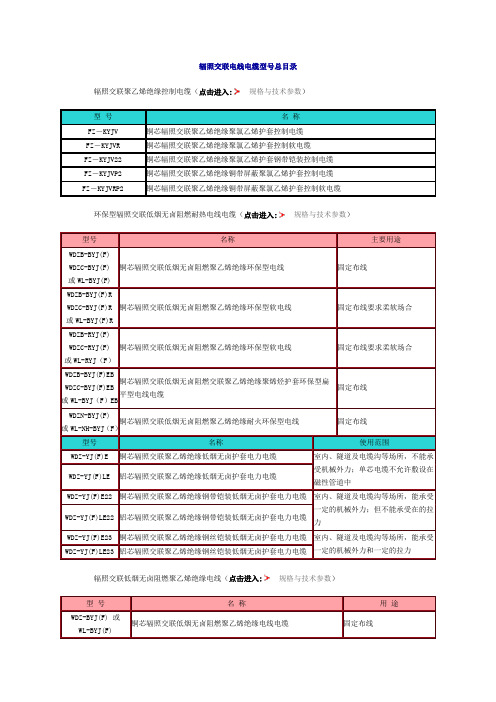 辐照交联电线电缆型号说明