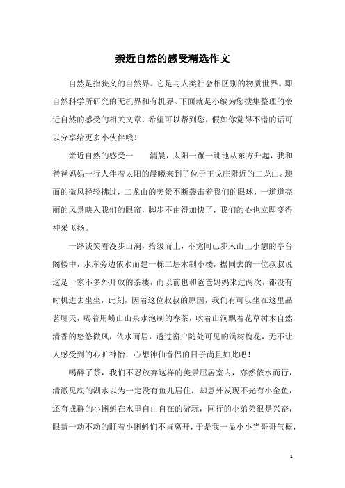 亲近自然的感受精选作文