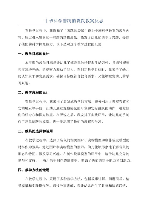 中班科学善跳的袋鼠教案反思