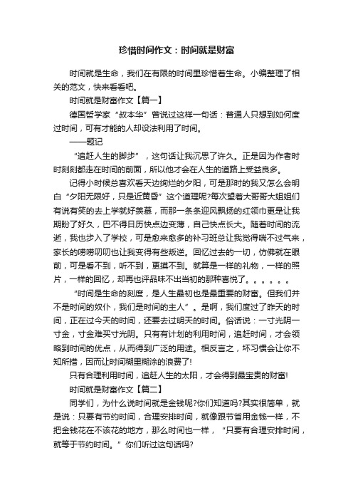 珍惜时间作文：时间就是财富