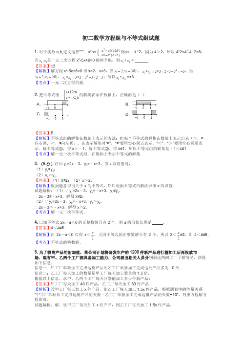 初二数学方程组与不等式组试题
