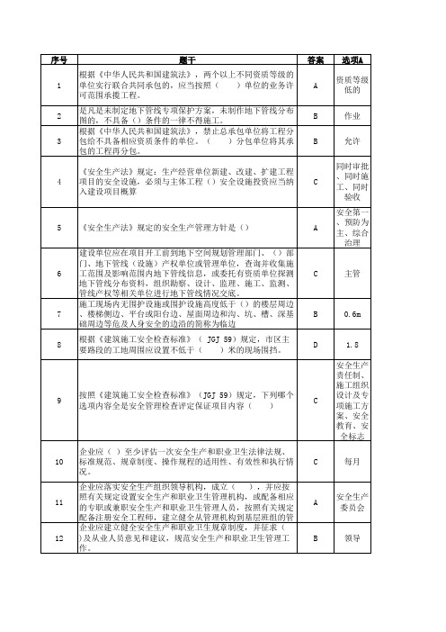 (B类)天津市建筑施工企业“安管人员”考试模拟练习题及参考答案