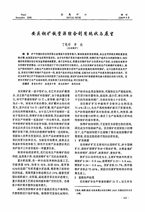 安庆铜矿铁资源综合利用现状与展望