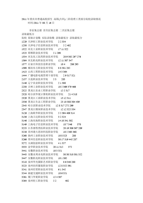 2011年重庆市普通高校招生 高职