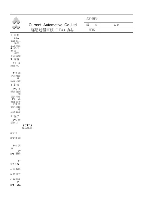 分层审核检查表LPA案例