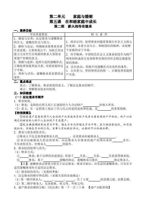 5.2 薪火相传有继承 学案-2021-2022学年高中政治统编版选择性必修2法律与生活