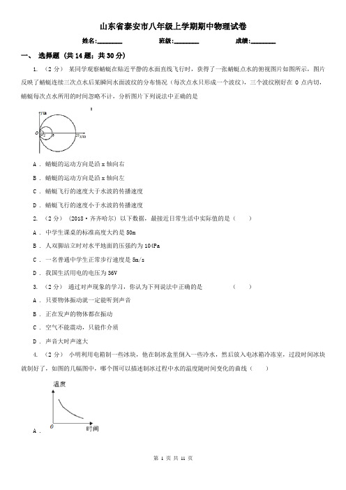 山东省泰安市八年级上学期期中物理试卷