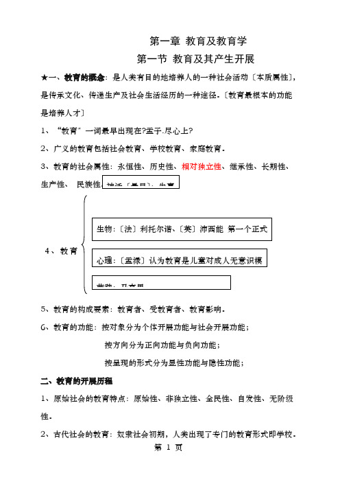 教师招聘笔试教育学各章知识点整理总结山香终结版