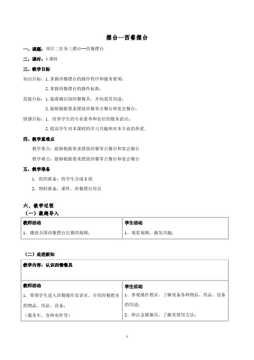 2.3.5摆台--西餐摆台4课时