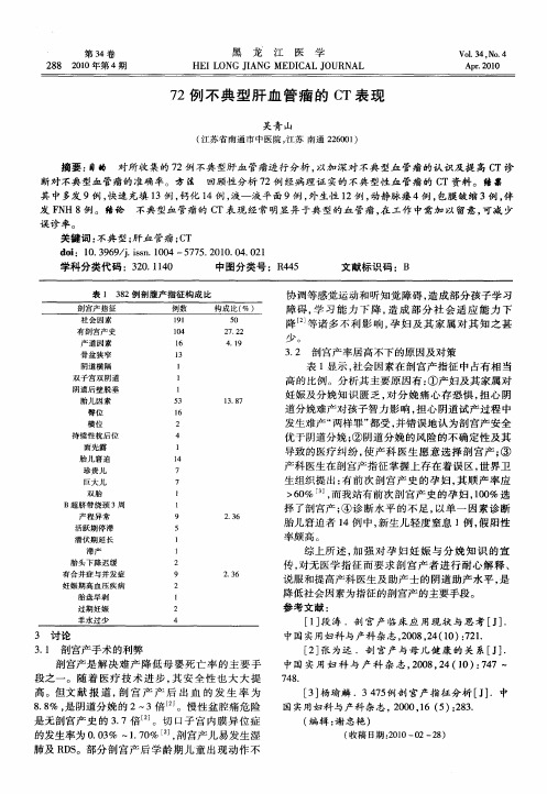 72例不典型肝血管瘤的CT表现