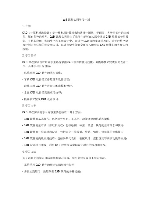 cad课程实训学习计划