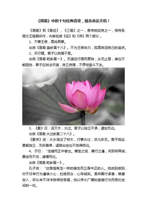 《周易》中的十句经典语录，蕴含命运天机！