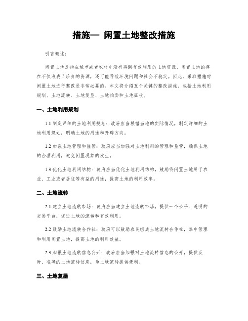 措施— 闲置土地整改措施