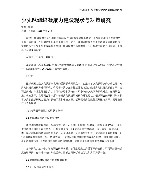 少先队组织凝聚力建设现状与对策研究