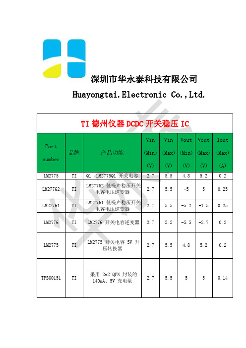 TI德州DCDC管理IC