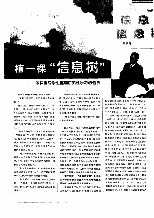 植一棵“信息树”—怎样指导学生整理研究性学习的信息